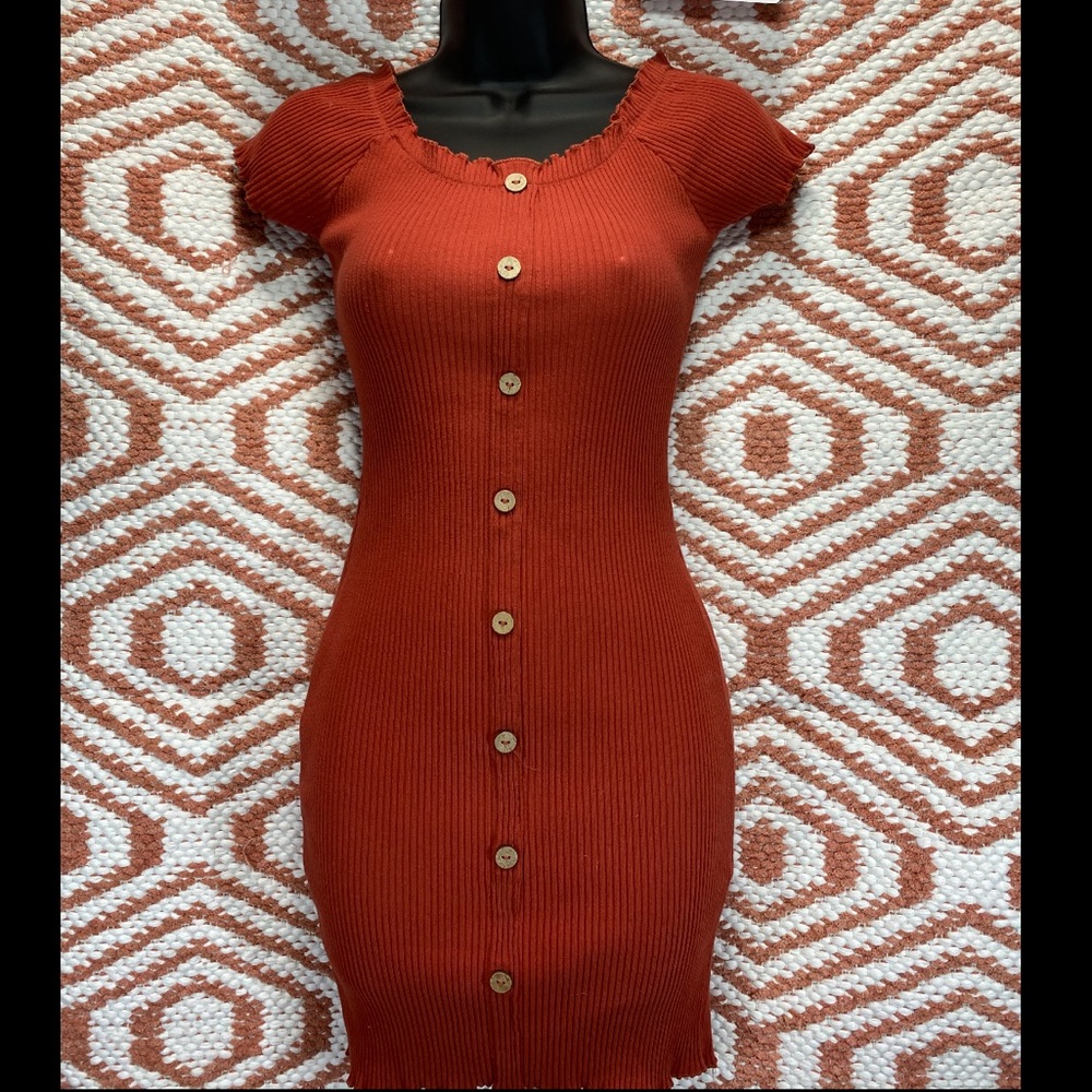 Orange Button down dress